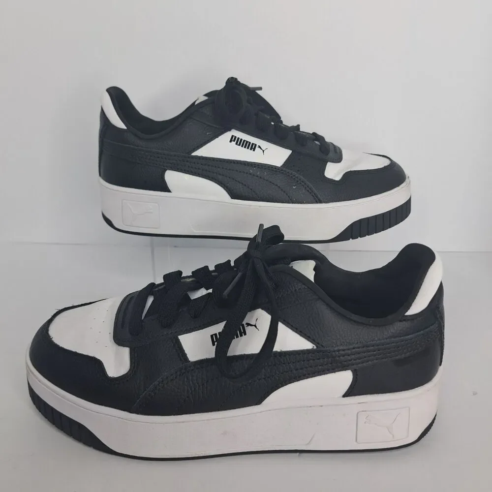 Puma Carina Street Platform Sneakers Black White Womens Size 6 Worn Once